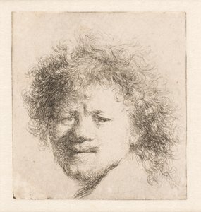 Rembrandt z długimi, gęstymi włosami: tylko głowa autorstwa Rembrandt van Rijn