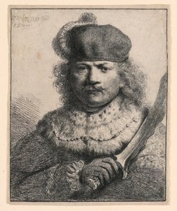 Rembrandt z podniesioną szablą autorstwa Rembrandt van Rijn