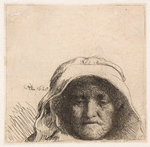 Matka Rembrandta: Tylko głowa, profil z przodu autorstwa Rembrandt van Rijn