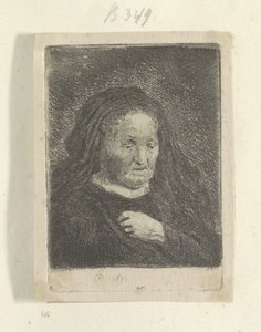 Mama Rembrandta z ręką na piersi: mały biust Recueil de quatre-vingt-cinq estampes originales (tytuł serii) autorstwa Rembrandt van Rijn