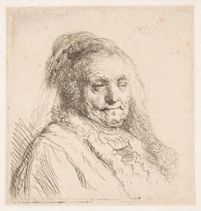 Matka Rembrandta: głowa i popiersie, ujęcie z trzech czwartych autorstwa Rembrandt van Rijn