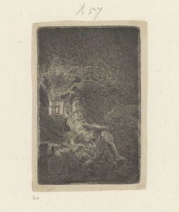 Odpocznij w locie do Egiptu nocą autorstwa Rembrandt van Rijn
