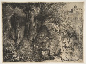 Święty Franciszek pod drzewem, Modlitwa, 1657. autorstwa Rembrandt van Rijn