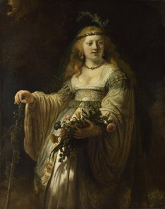 Saskia van Uylenburgh w stroju arkadyjskim, 1635 autorstwa Rembrandt van Rijn