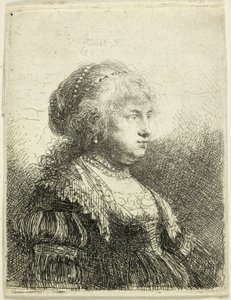 Saskia z perłami we włosach autorstwa Rembrandt van Rijn