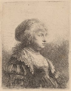 Saskia z perłami we włosach, 1634 autorstwa Rembrandt van Rijn