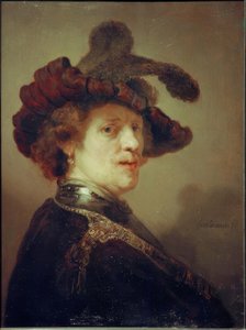 Autoportret z czapką z piór autorstwa Rembrandt van Rijn