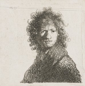 Autoportret marszczący brwi, 1630 autorstwa Rembrandt van Rijn