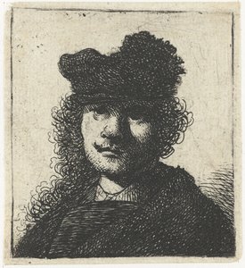 Autoportret w czapce i ciemnym płaszczu: Popiersie, ok. 1631 r. autorstwa Rembrandt van Rijn