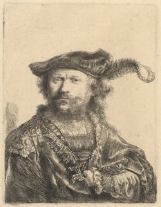 Autoportret w aksamitnej czapce z pióropuszem autorstwa Rembrandt van Rijn
