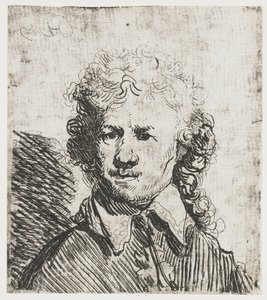 Autoportret, Z gołą głową Autoportret z odkrytą głową: biust, z grubsza wytrawiony autorstwa Rembrandt van Rijn