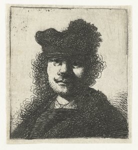 Autoportret w czapce i ciemnym płaszczu: biust autorstwa Rembrandt van Rijn