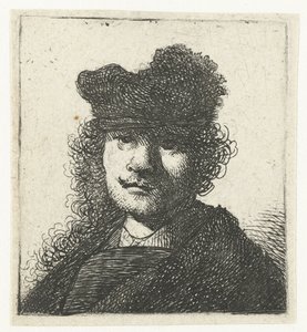 Autoportret w czapce i ciemnym płaszczu: biust autorstwa Rembrandt van Rijn