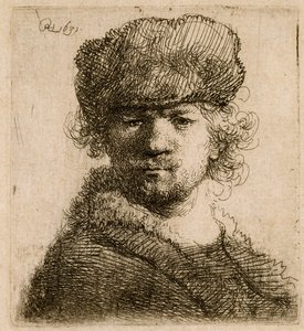 Autoportret w ciężkiej futrzanej czapce: biust, 1631. autorstwa Rembrandt van Rijn