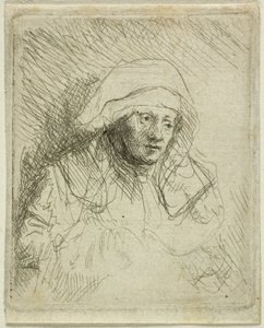 Chora kobieta z dużym białym nakryciem głowy (Saskia) autorstwa Rembrandt van Rijn