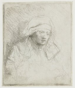 Chora kobieta w dużym białym nakryciu głowy (Saskia) autorstwa Rembrandt van Rijn