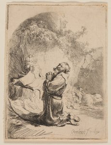 Modlitwa św. Hieronima: Arched autorstwa Rembrandt van Rijn