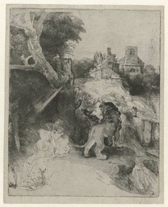 Czytanie św. Hieronima we włoskim krajobrazie Czytanie św. Hieronima we włoskim krajobrazie autorstwa Rembrandt van Rijn