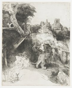 Święty Hieronim czytający w włoskim krajobrazie autorstwa Rembrandt van Rijn