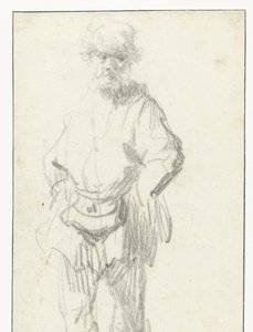 Stojący mężczyzna z woreczkiem autorstwa Rembrandt van Rijn