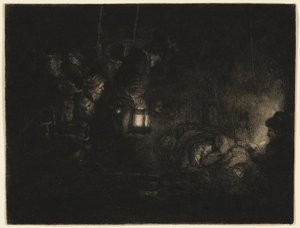 Adoracja pasterzy: kawałek na noc autorstwa Rembrandt van Rijn