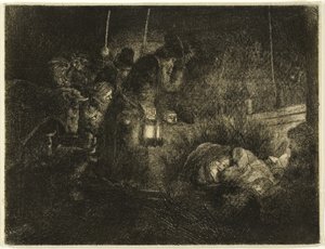 Adoracja pasterzy: kawałek na noc autorstwa Rembrandt van Rijn