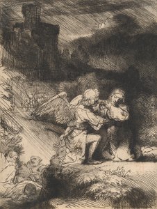 Agonia w ogrodzie, ok. 1657 (akwaforta i sucha igła) autorstwa Rembrandt van Rijn