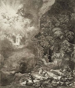 Anioł objawiający się pasterzom autorstwa Rembrandt van Rijn