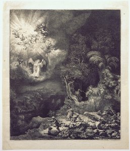 Anioł objawiający się pasterzom autorstwa Rembrandt van Rijn