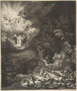 Anioł ukazujący się pasterzom, 1634. autorstwa Rembrandt van Rijn