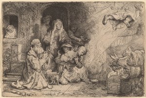 Anioł odchodzący z rodziny Tobiasza autorstwa Rembrandt van Rijn