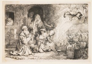 Anioł odchodzący z rodziny Tobiasza autorstwa Rembrandt van Rijn