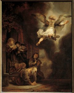 Archanioł Gabriel opuszcza rodzinę Tobiasza. 1637 autorstwa Rembrandt van Rijn