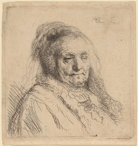 Matka, głowa i popiersie artysty autorstwa Rembrandt van Rijn
