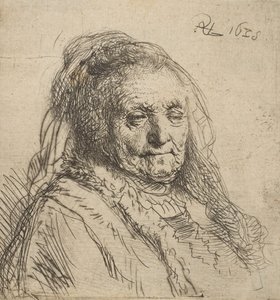 Matka artysty: głowa i popiersie, trzy czwarte po prawej, 1628., 1628. autorstwa Rembrandt van Rijn