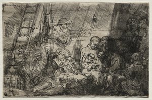 Obrzezanie w stajni, 1654. autorstwa Rembrandt van Rijn
