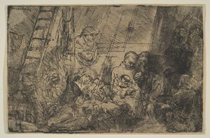 Obrzezanie w stajni, 1654. autorstwa Rembrandt van Rijn