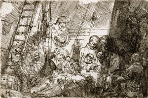 Obrzezanie w stajni, 1654 autorstwa Rembrandt van Rijn