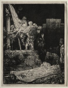 Zdjęcie z krzyża przy Torchlight, 1654. autorstwa Rembrandt van Rijn