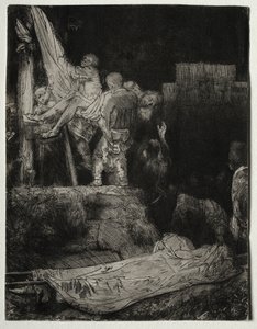 Zdjęcie z krzyża przy Torchlight, 1654. autorstwa Rembrandt van Rijn