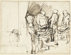 „Złożenie do grobu” nad szkicem przedstawiającym kata autorstwa Rembrandt van Rijn