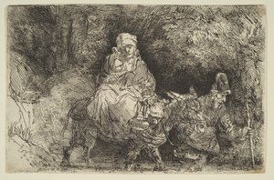 Ucieczka do Egiptu: Przeprawa przez potok, 1654. autorstwa Rembrandt van Rijn