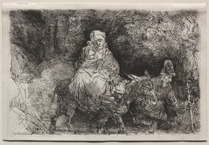 Ucieczka do Egiptu: Przeprawa przez potok, 1654. autorstwa Rembrandt van Rijn
