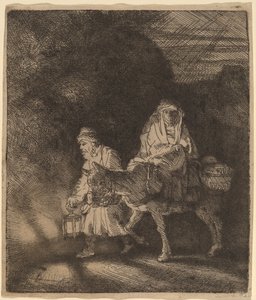 Ucieczka do Egiptu: nocny kawałek autorstwa Rembrandt van Rijn