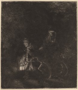 Ucieczka do Egiptu: nocny kawałek autorstwa Rembrandt van Rijn