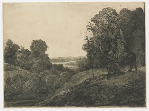 Ucieczka do Egiptu na talerzu autorstwa Segers Ucieczka do Egiptu: zmieniona tablica z Seghers autorstwa Rembrandt van Rijn