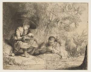 Fletista, 1642. autorstwa Rembrandt van Rijn