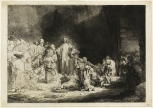 Nadruk Stu Guldenów autorstwa Rembrandt van Rijn