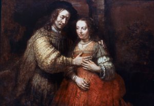 Żydowska panna młoda, kochająca się para, 1667 autorstwa Rembrandt van Rijn