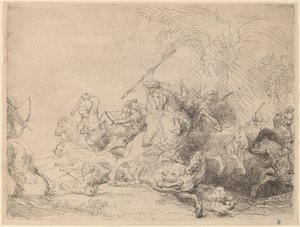 Polowanie na dużego lwa autorstwa Rembrandt van Rijn